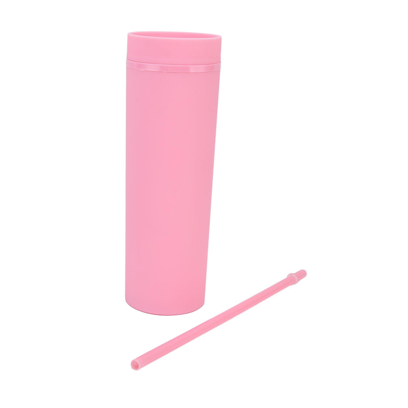 Straw Cup Opaque Plastic Material Equipped Lid Cylindrical Shape Safe Light Weight Reusable Drinking Cups For Gympink