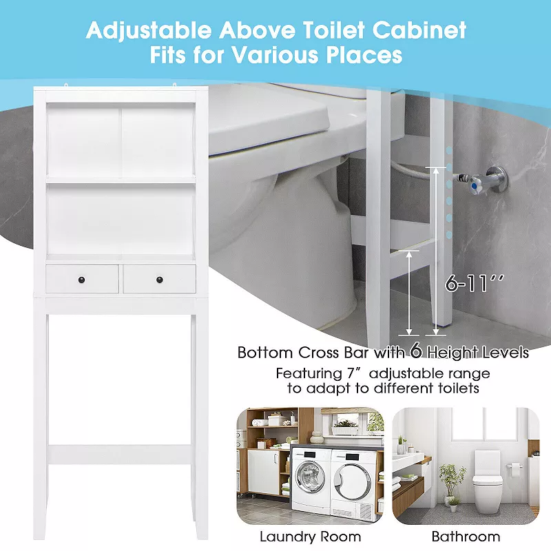 Toilet Space Saver Bathroom Organizer Storage Shelf with Drawers