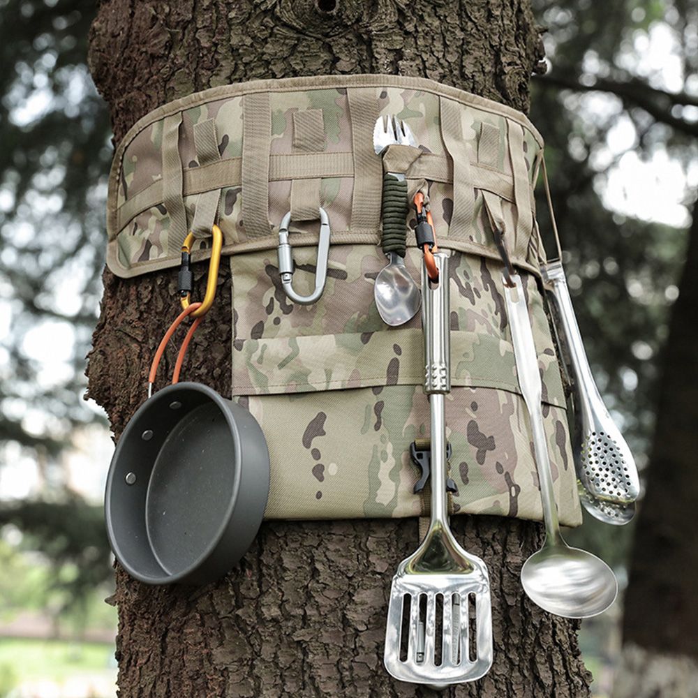 Multifunctional Portable Outdoor Camping Tableware Bag Cookware Holder Tools Storage Bags Tableware Hanging Pouch B