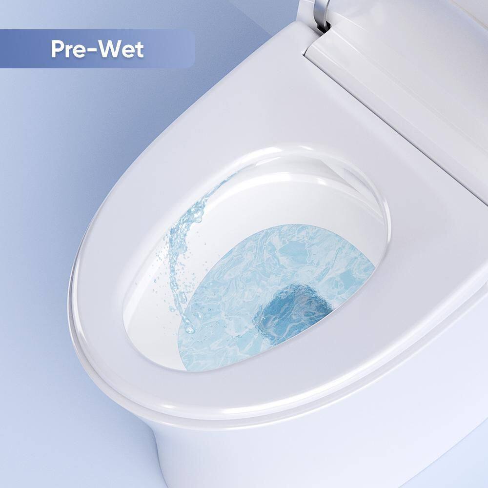 HOROW Elongated Smart Toilet Bidet in White with Auto Open Auto Close Auto Flush Heated Seat and Remote HR-0020Y