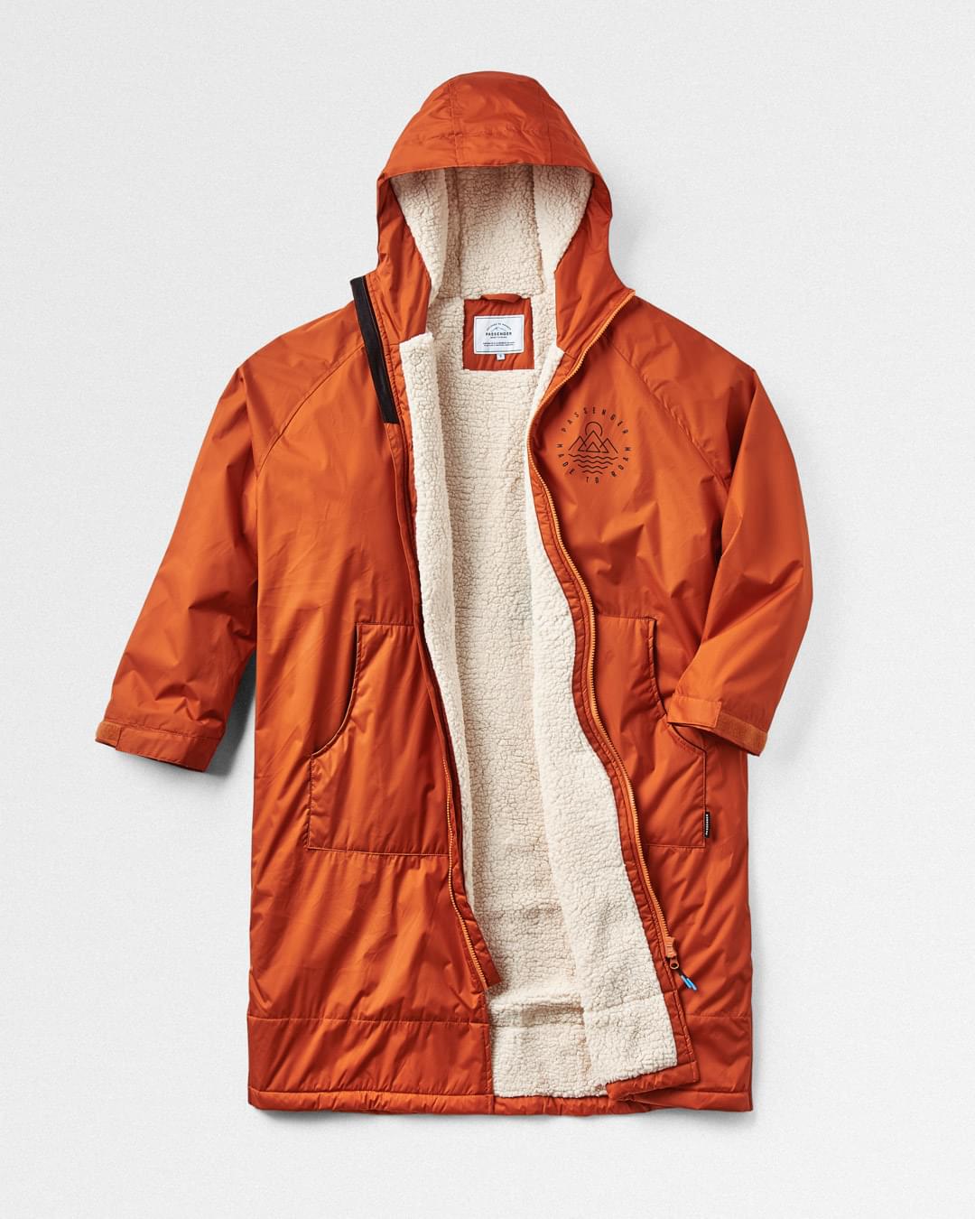 Escapism Recycled Sherpa Lined Changing Robe - Rust