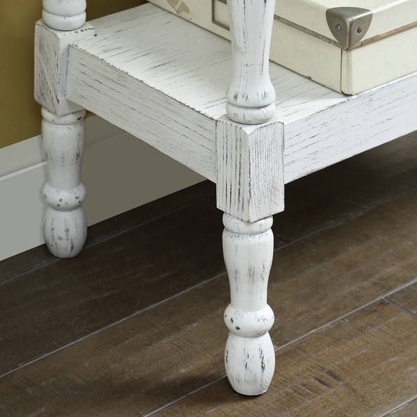 Wilton Distressed White 1-shelf Side Table with Turned Legs