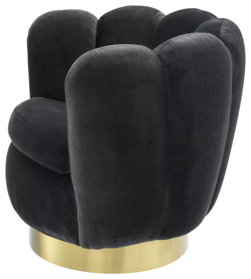 Gray Scalloped Swivel Chair  Eichholtz Mirage   Contemporary   Armchairs And Accent Chairs   by Oroa   Distinctive Furniture  Houzz