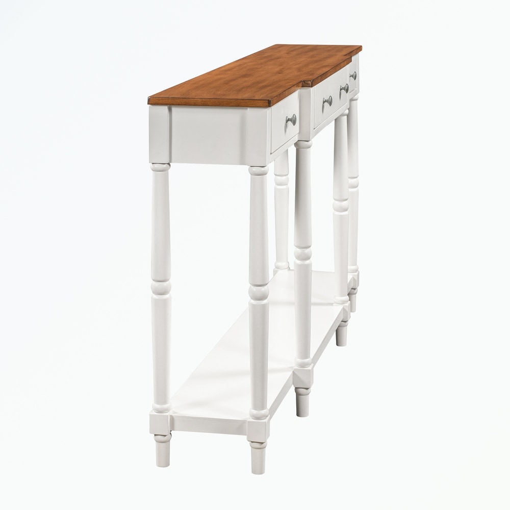 Solid Wood Console Table  with Storage Shelf and Drawer