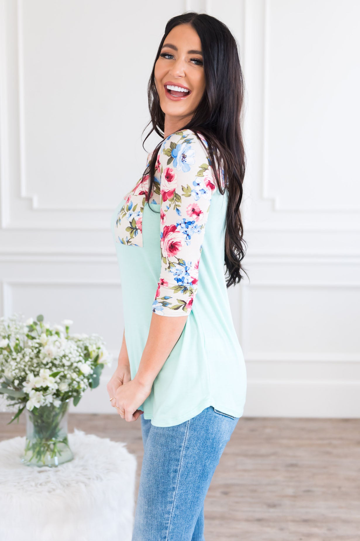 Bloom Season Modest Pocket Baseball Tee