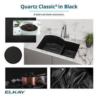 Elkay Quartz Classic Black Quartz 25 in. Single Bowl Drop-In Kitchen Sink with Bottom Grid and Drain ELG2522BK0C