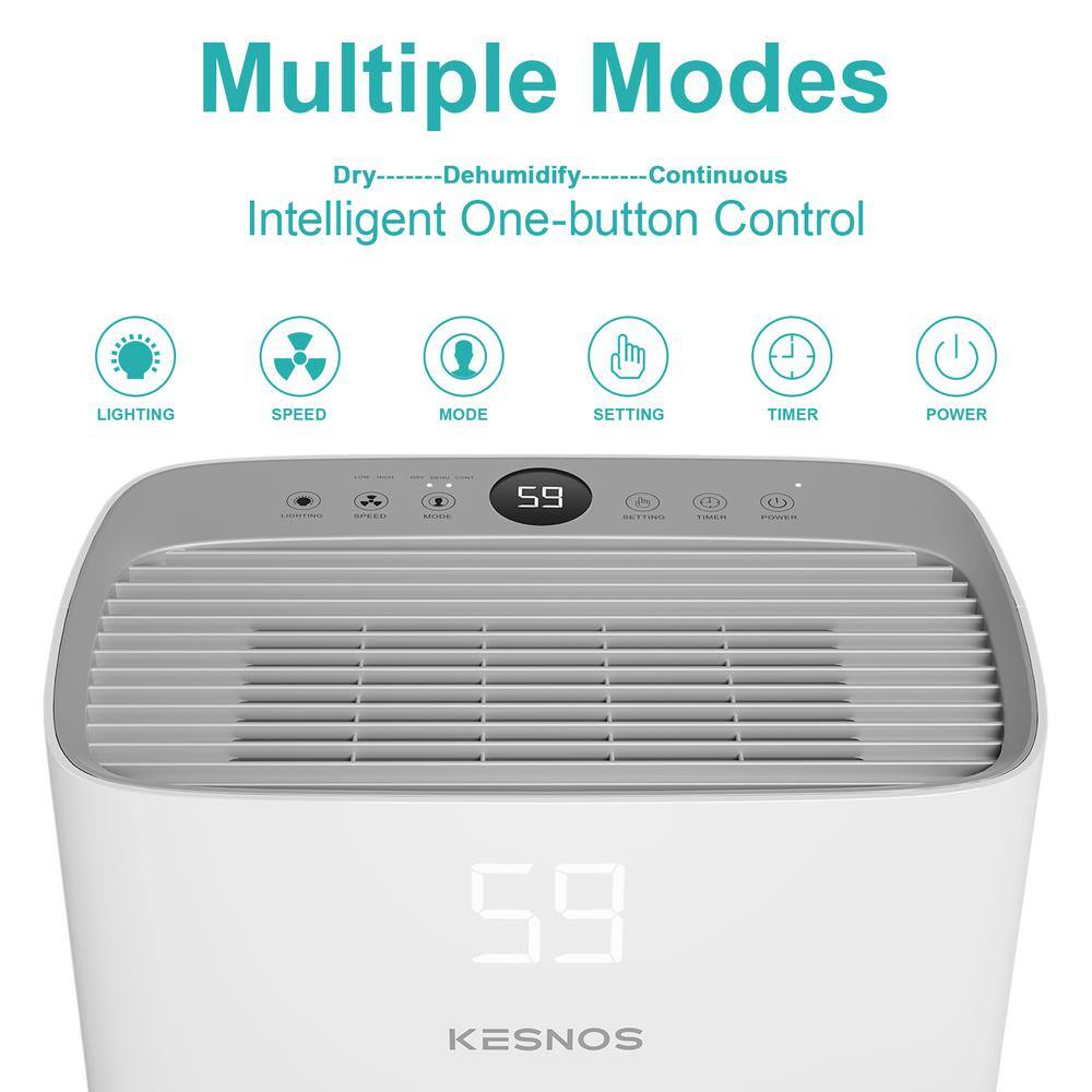 KESNOS 50-Pint Capacity Home Multifunction Dehumidifier With Bucket For Homes or Bedrooms up to 4500 sq. ft. White HDCX-PD08A-18-1