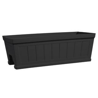 CHG CLASSIC HOME  GARDEN Hanover 27 in. Black Beadboard Resin Deck Rail Planter HD1116-001S