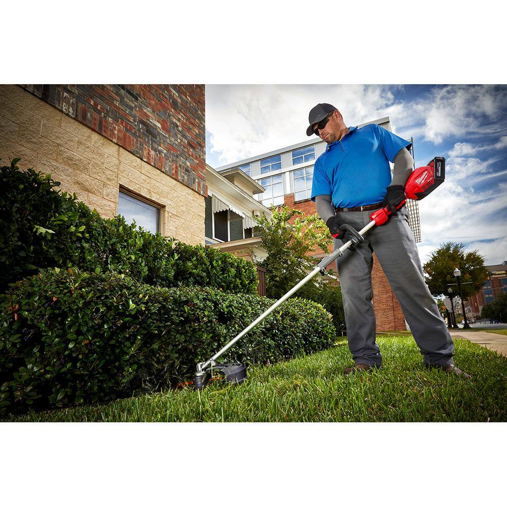 MW M18 FUEL 18-Volt Lithium-Ion Brushless Cordless Electric String TrimmerBlower Combo Kit wRubber Broom Hedge (4-Tool) 3000-21-49-16-2740-49-16-2719