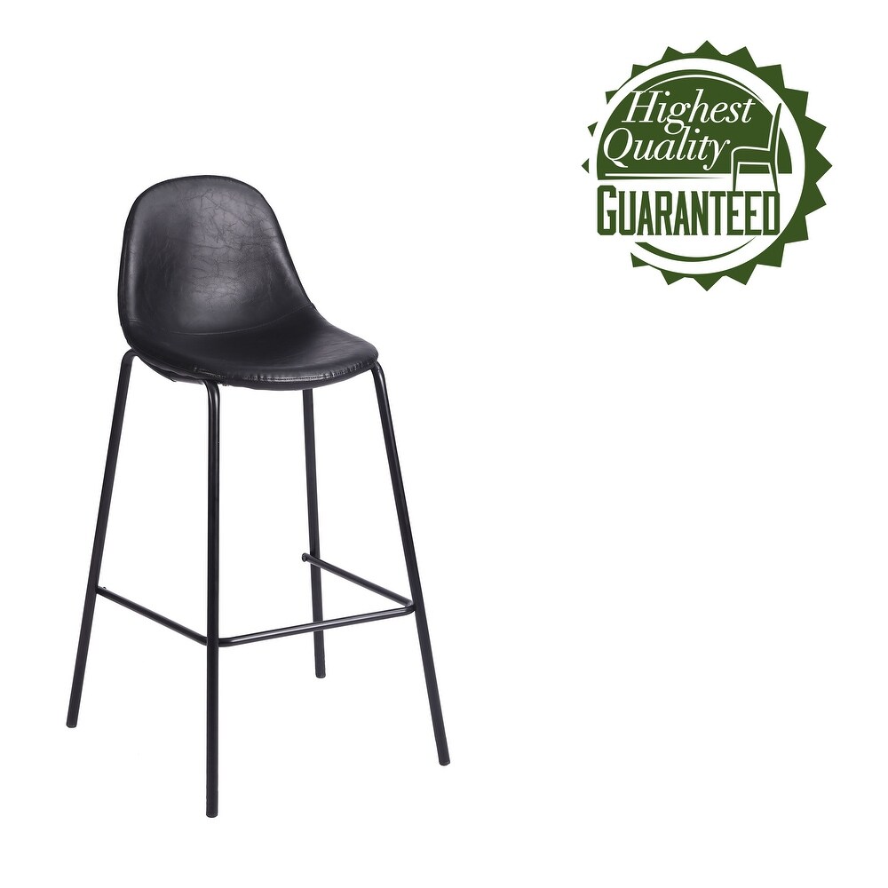 Porthos Home Tuca Bar Stools Set Of 2  PU Leather Upholstery  Iron Legs