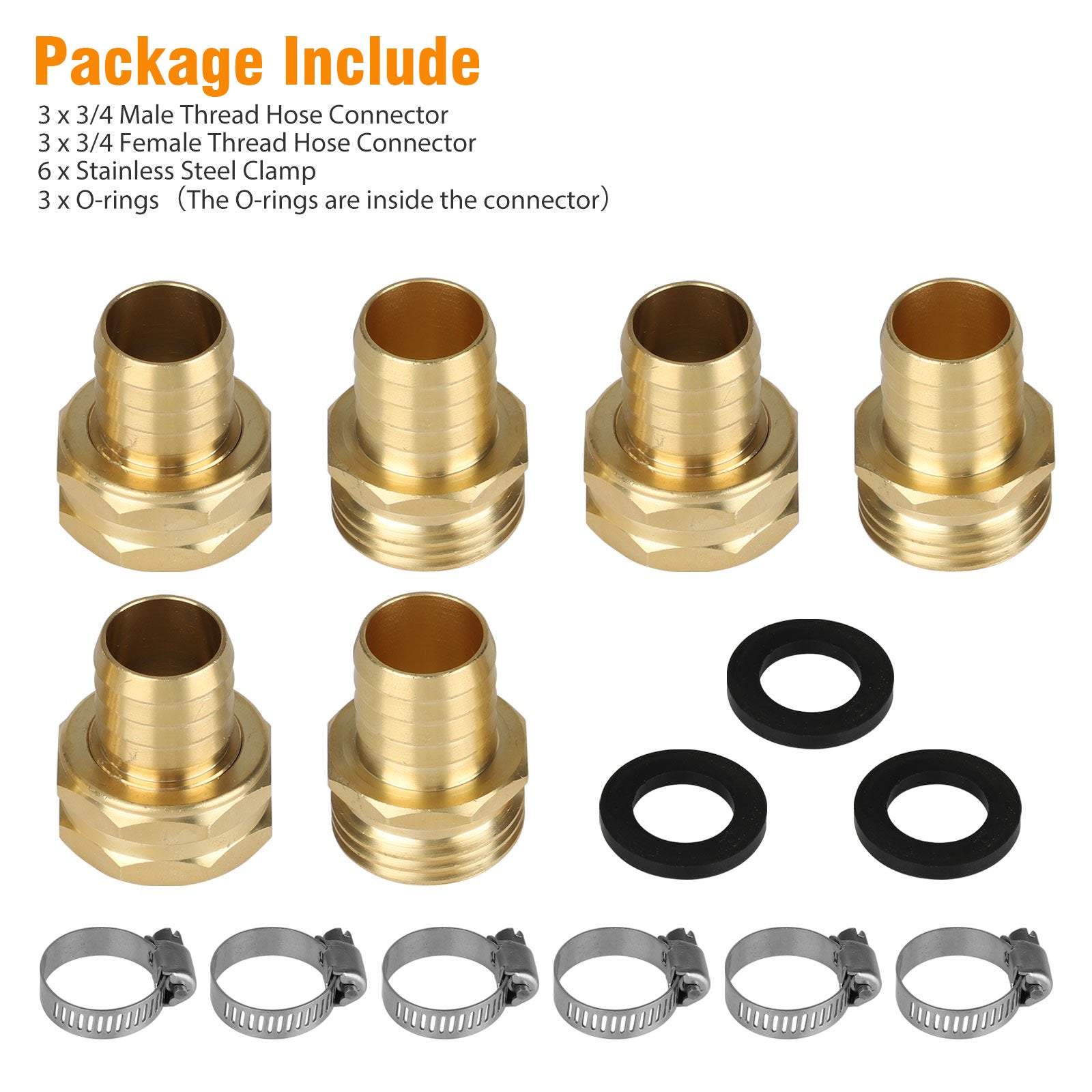 EEEkit 3/4inch Copper Garden Hose Repair Connector with Stainless Steel Clamps， Male and Female Garden Hose Fittings， Mender End Repair Kit， Water Hose End Mender， Fit for 3/4inch Hose Fitting