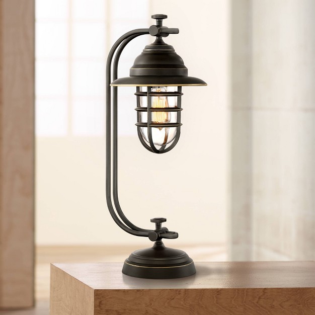 High Oil Rubbed Bronze Led Cage Glass Shade For Bedroom Living Room Bedside Nightstand Office House