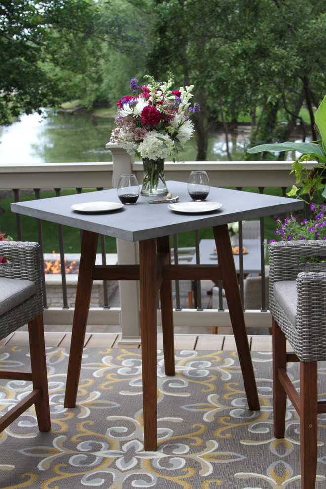 3 Piece Counter Height Sq. Composite With Light Gray Wicker Chairs Set   Tropical   Outdoor Pub And Bistro Sets   by Outdoor Interiors  Houzz