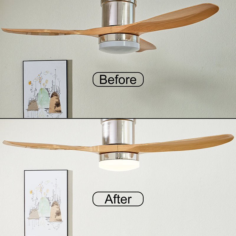 Soges 48 inch Ceiling Fan with Lights, Remote Control 3 ABS Fan Blades Ceiling Fans Noiseless Reversible Motor for Bedroom Living Room, Light Brown