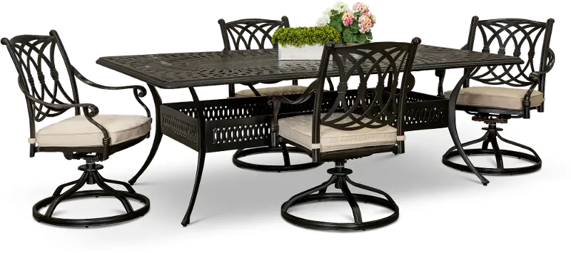 Montreal 5 Piece Patio Swivel Outdoor Dining Set