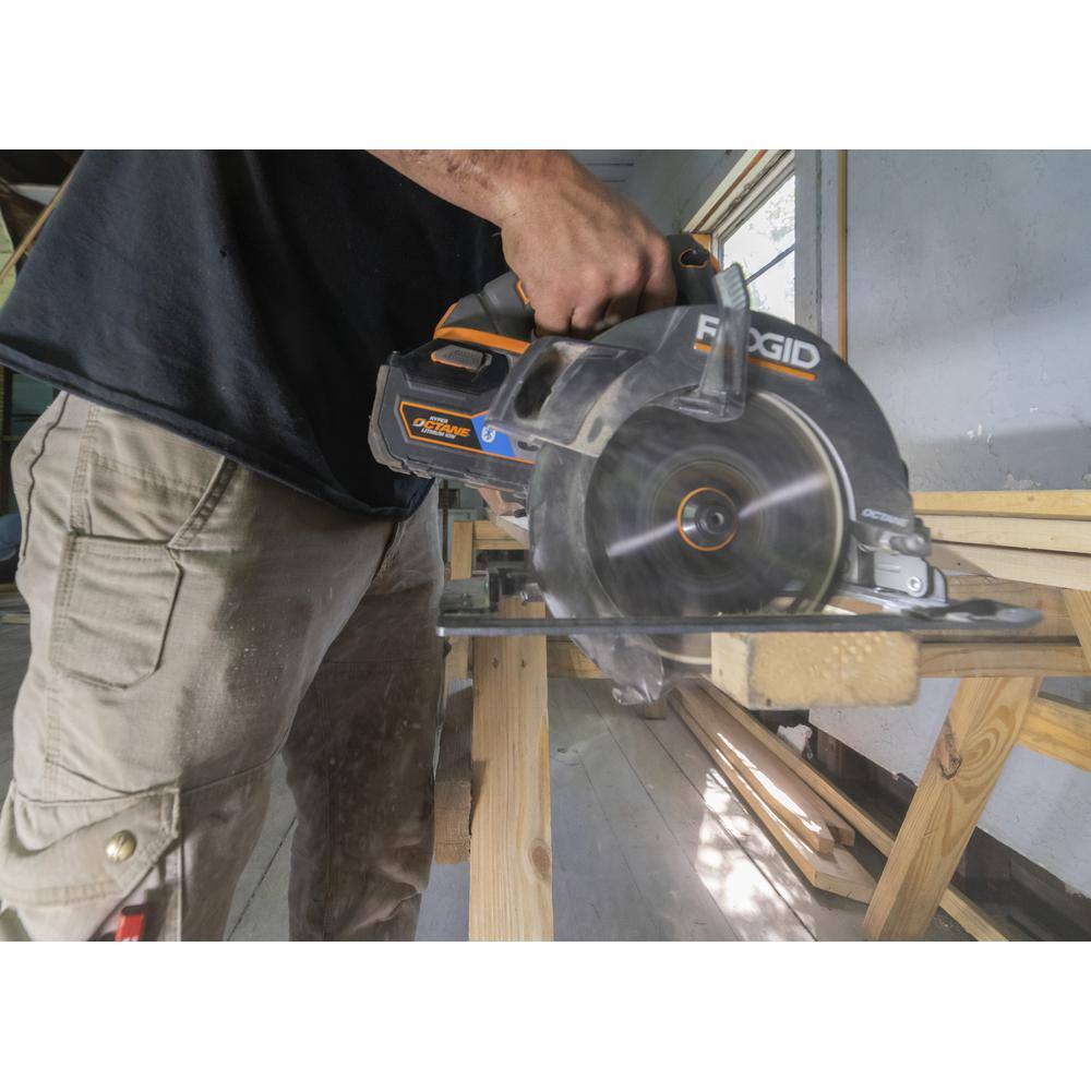 RIDGID 18V OCTANE Brushless Cordless 7-14 in. Circular Saw Kit with 18V Lithium-Ion 4.0 Ah Battery (2-Pack) AC87004P-R8654B