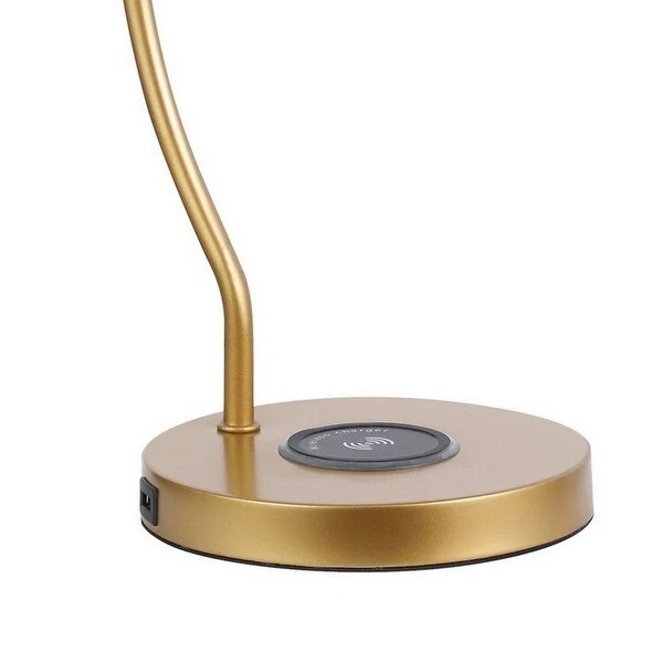 22 Inch Modern Office Table Lamp， Dome Shade， Arc Metal Base， Gold - 7L x 13.5W x 21.5H in inches