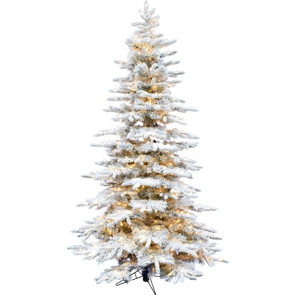 Fraser Hill Farm 7.5Ft. Flocked Pine Valley Christmas Tree with Smart String Lighting