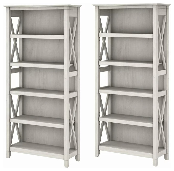 Set of 2 Farmhouse Bookcase  Open Shelves With X Sides   Farmhouse   Bookcases   by Decorn  Houzz