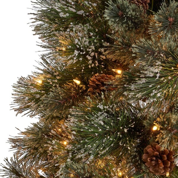 Snowy Pine and Mixed Needle 7foot Artificial Christmas Tree w/Pinecones by Christopher Knight Home