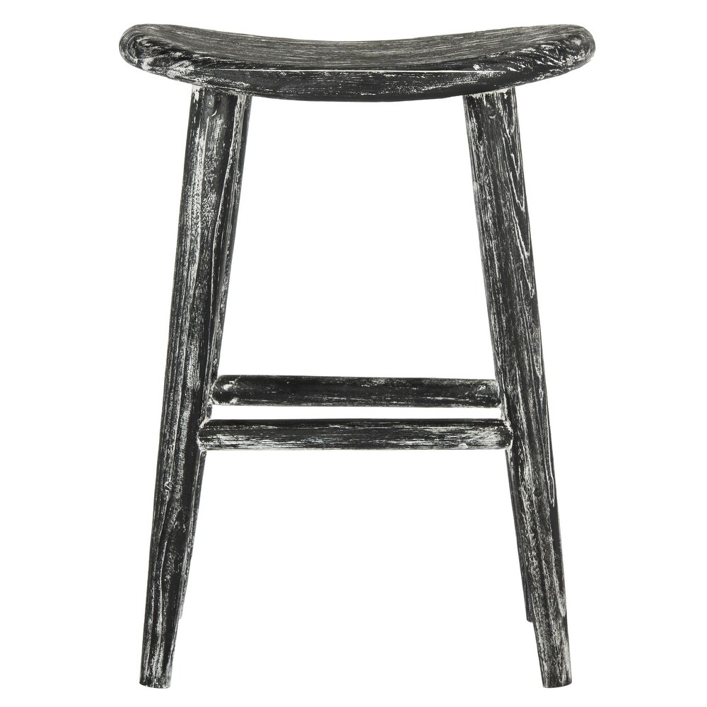 SAFAVIEH 11 inch Colton Wood Black / White Washed Counter Stool   17.7\