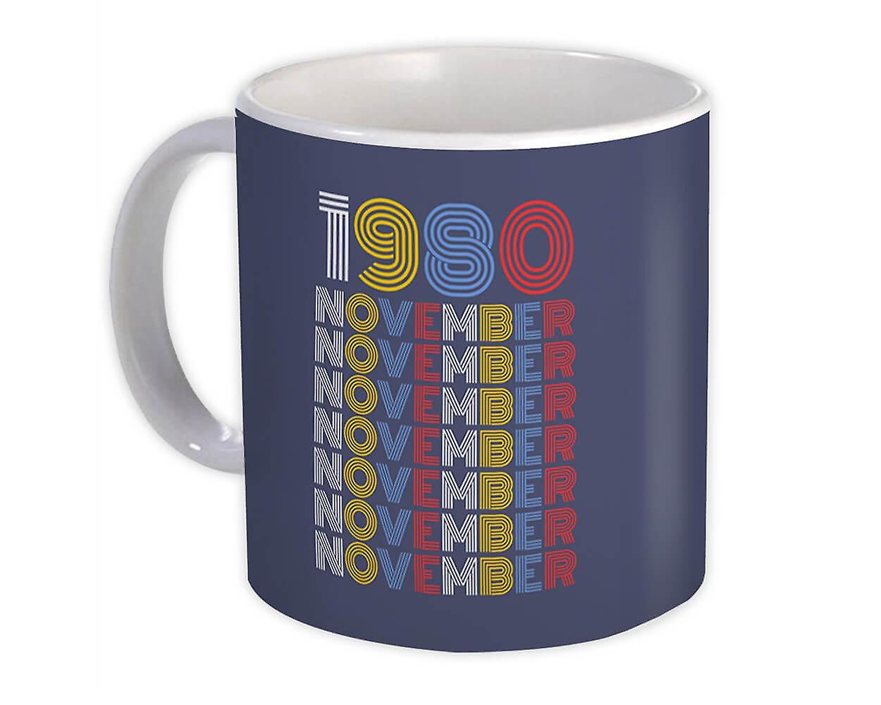 Gift Mug: 1980 November Colorful Retro Birthday Age