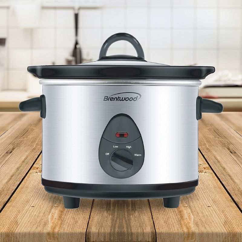 Brentwood 1.5 Quart Slow Cooker in Stainless Steel with 3 Settings