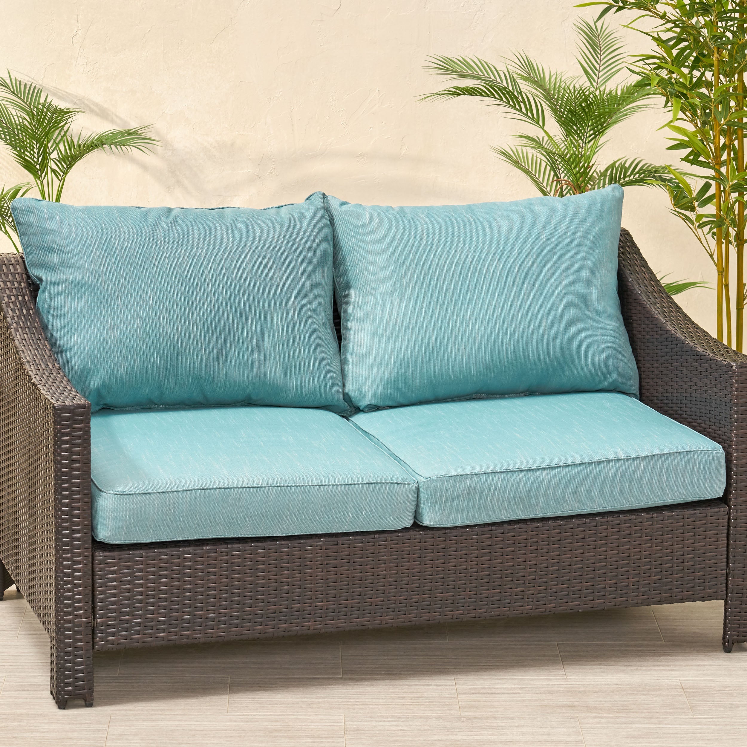 Luciella Outdoor Water Resistant Fabric Loveseat Cushions with Piping