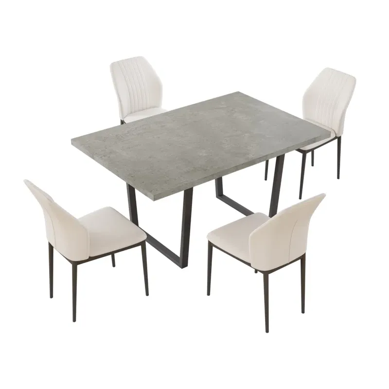 Lakishia 5-Piece Rectangular Dining Table Set with 4 Chairs for Dining Kitchen Room