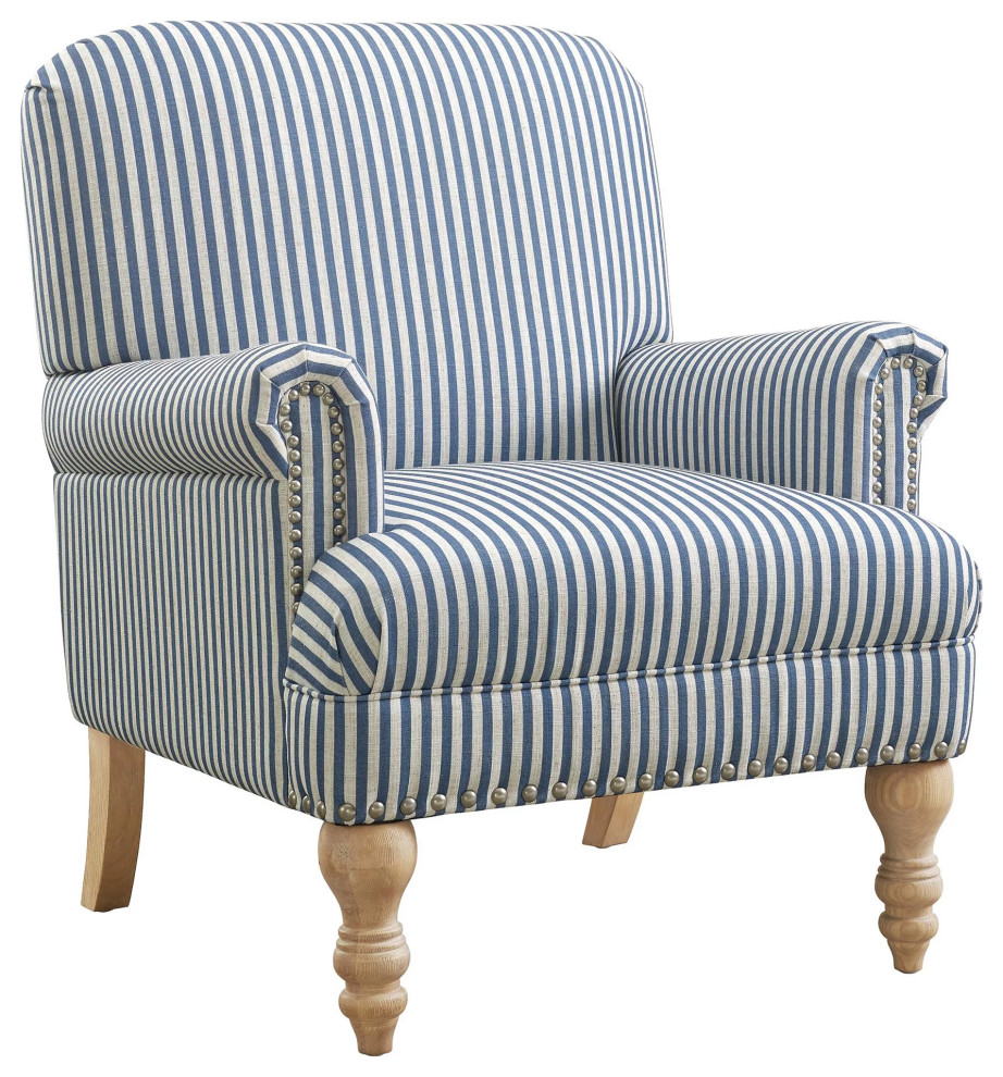 Classic Accent Chair  Turned Feet and Rolled Arms With Nailhead Trim   Traditional   Armchairs And Accent Chairs   by Declusia  Houzz