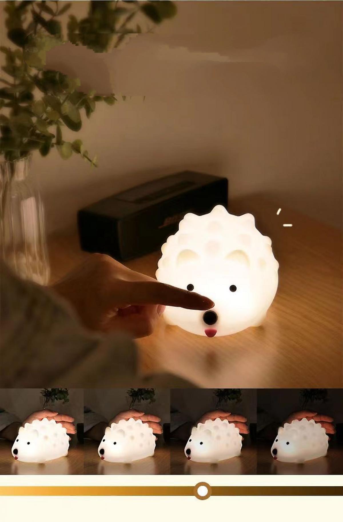 White Rechargeable Silicone Led Hedgehog Night Light