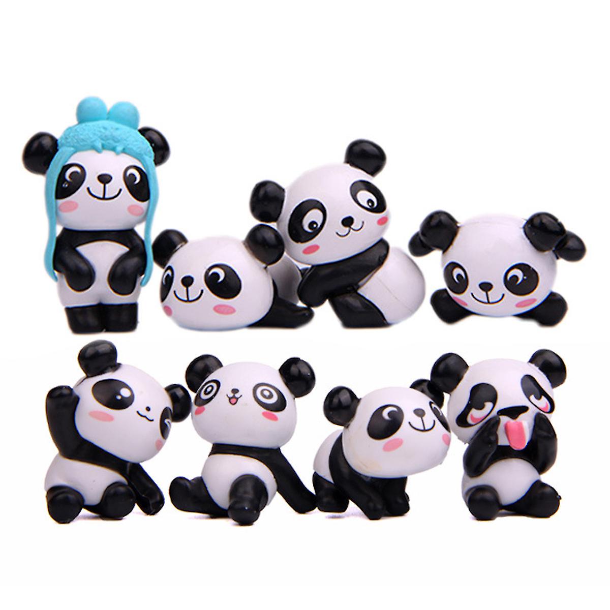 8pcs/lot Cute Anime Panda Figure Toy Models 4.3cm