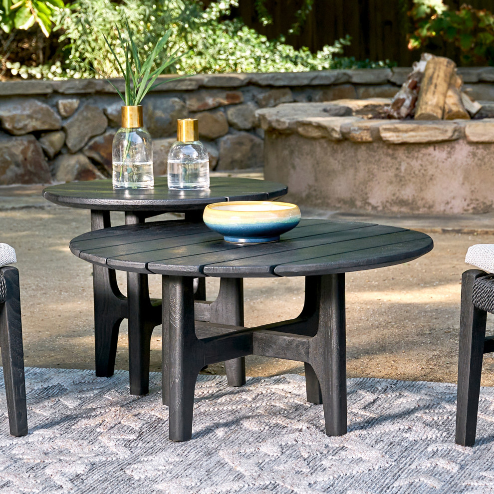 Dawn 31.5 Outdoor Round Coffee Table Black   Transitional   Outdoor Coffee Tables   by Kosas  Houzz