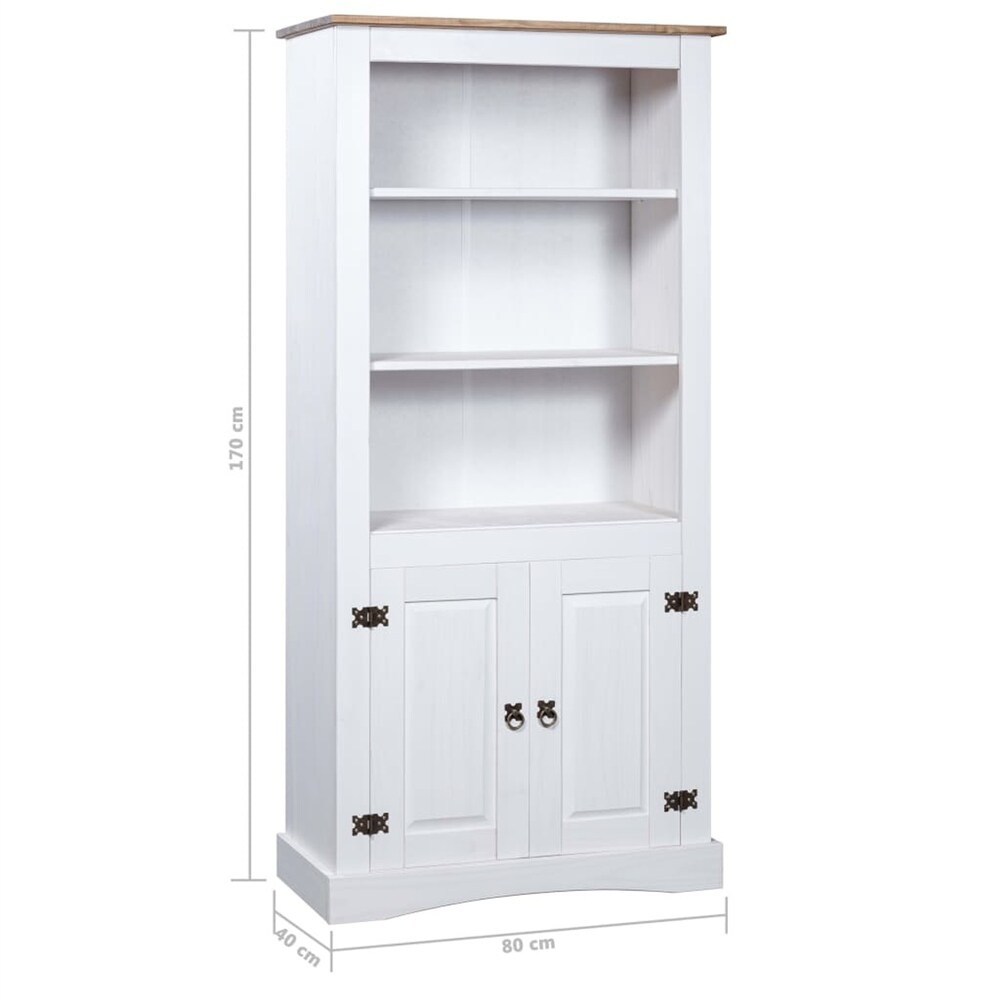 White 3 Tier Mexican Pine Side Cabinet with Doors