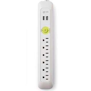 EasyLife Tech 6 ft. 6-Outlet 2-USB Power Strip Surge Protector - White 0-2518