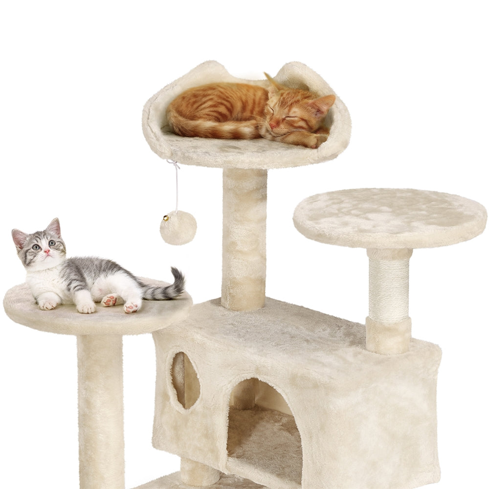 Easyfashion Cat Tree Tower Condo Scratching Post Kitten Furniture， Beige， 54.5