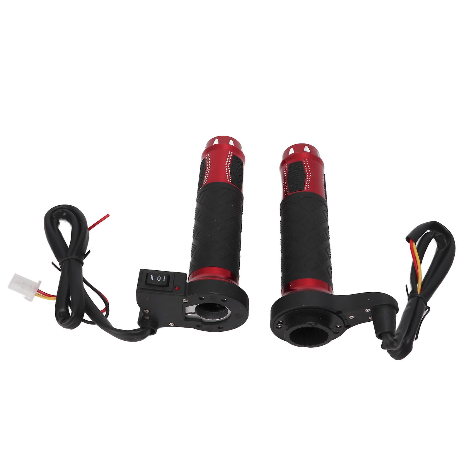 2pcs 22mm/0.87in Electric Heated Grips Aluminium Alloy Winter Hands Warmer For Motorcycle Bike Handlebar 12v14vred