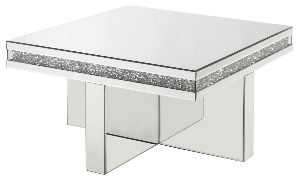 32 quotSilver Mirrored And Manufactured Wood Rectangular Mirrored Coffee Table   Contemporary   Coffee Tables   by HomeRoots  Houzz