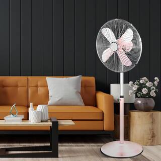 dubbin Premium Metal Pink Stand Fan with Adjustable Height 3 Speed Settings and Low Noise Operation FXFAN-7021