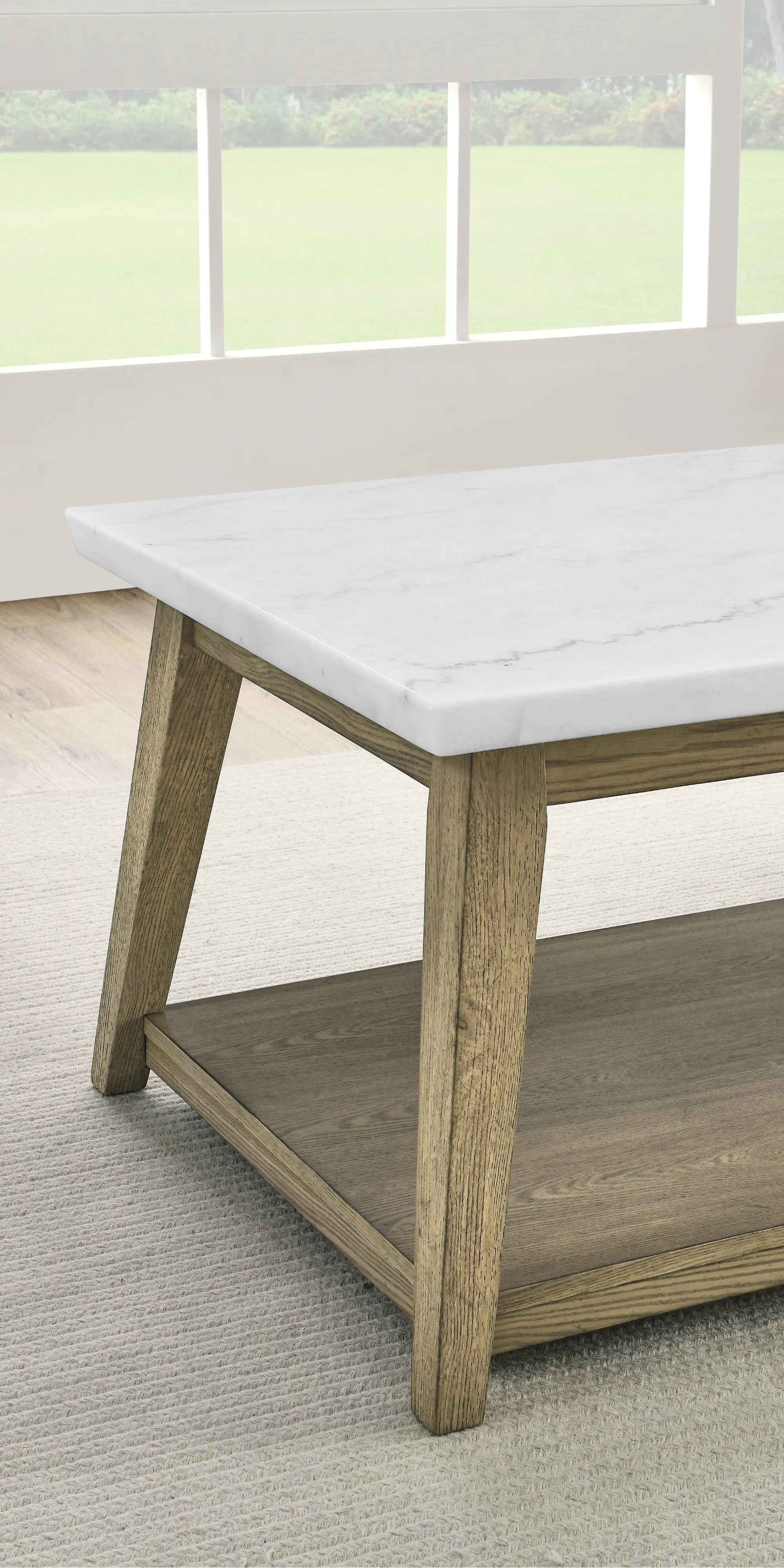 Vida White Marble and Natural Coffee Table