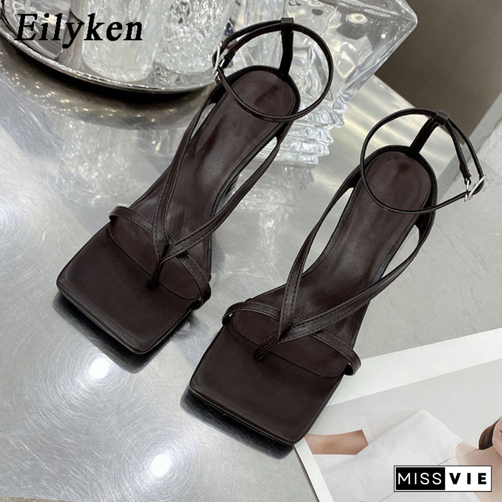 Eilyken Ankle Strap Women Sandals Fashion Brand Thin High Heel Gladiator Sandal Shoes Narrow Band Party Dress Pump Shoes