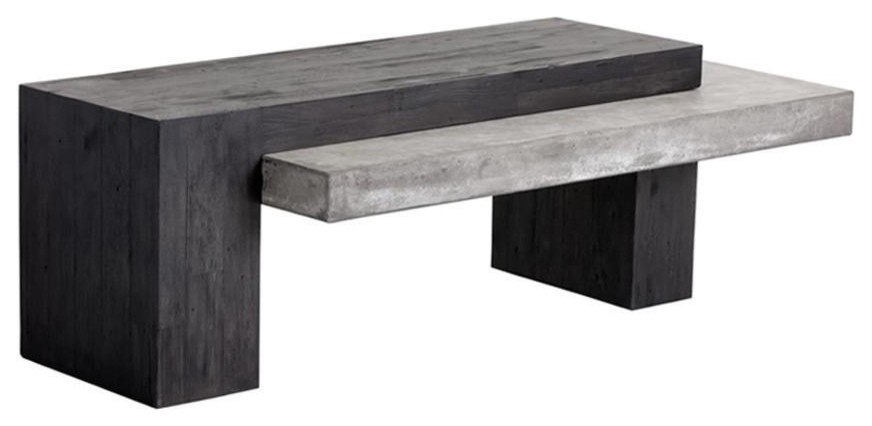 Yancy 2 Tone Wood and Concrete Coffee Table   Industrial   Coffee Tables   by Rustic Edge  Houzz