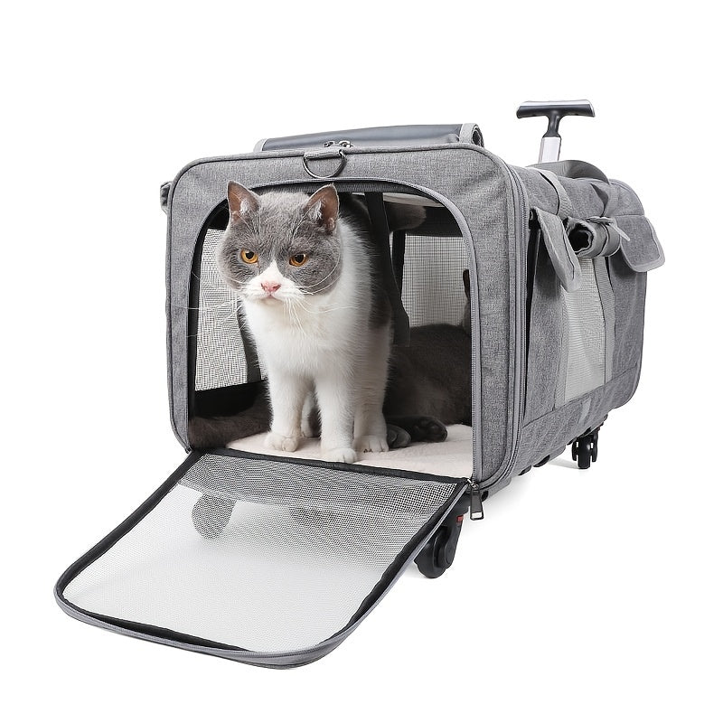 Portable Pet Carrier Bag， Pet Carrier Stroller For Small Medium Dogs and Cats， Outdoor Pet Trolley