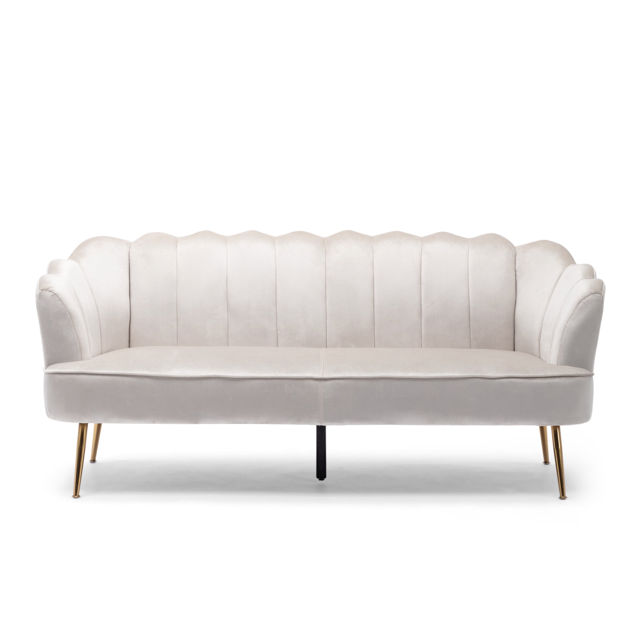 Ohnstad Modern Glam Velvet Channel Stitch 3 Seater Shell Sofa