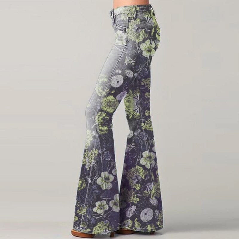 Women's Stylish Floral Print Flared Pants