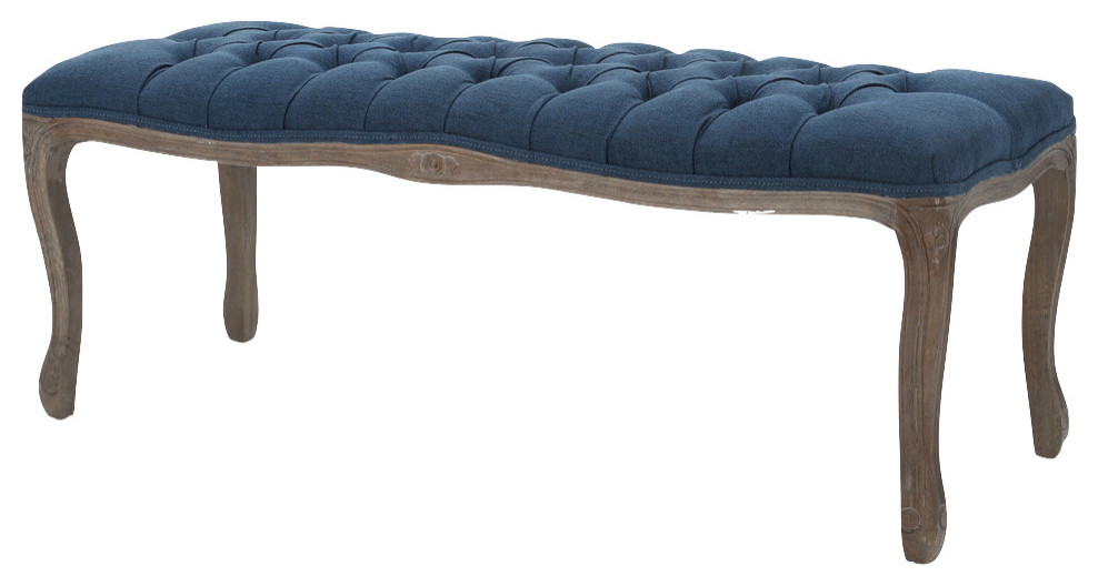 Tasette Traditional Button Tufted Fabric Bench   French Country   Upholstered Benches   by GDFStudio  Houzz