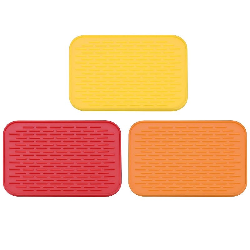 3 Pcs 8.5 x 6 Drain Pad Silicone Dish Drying Mat Set