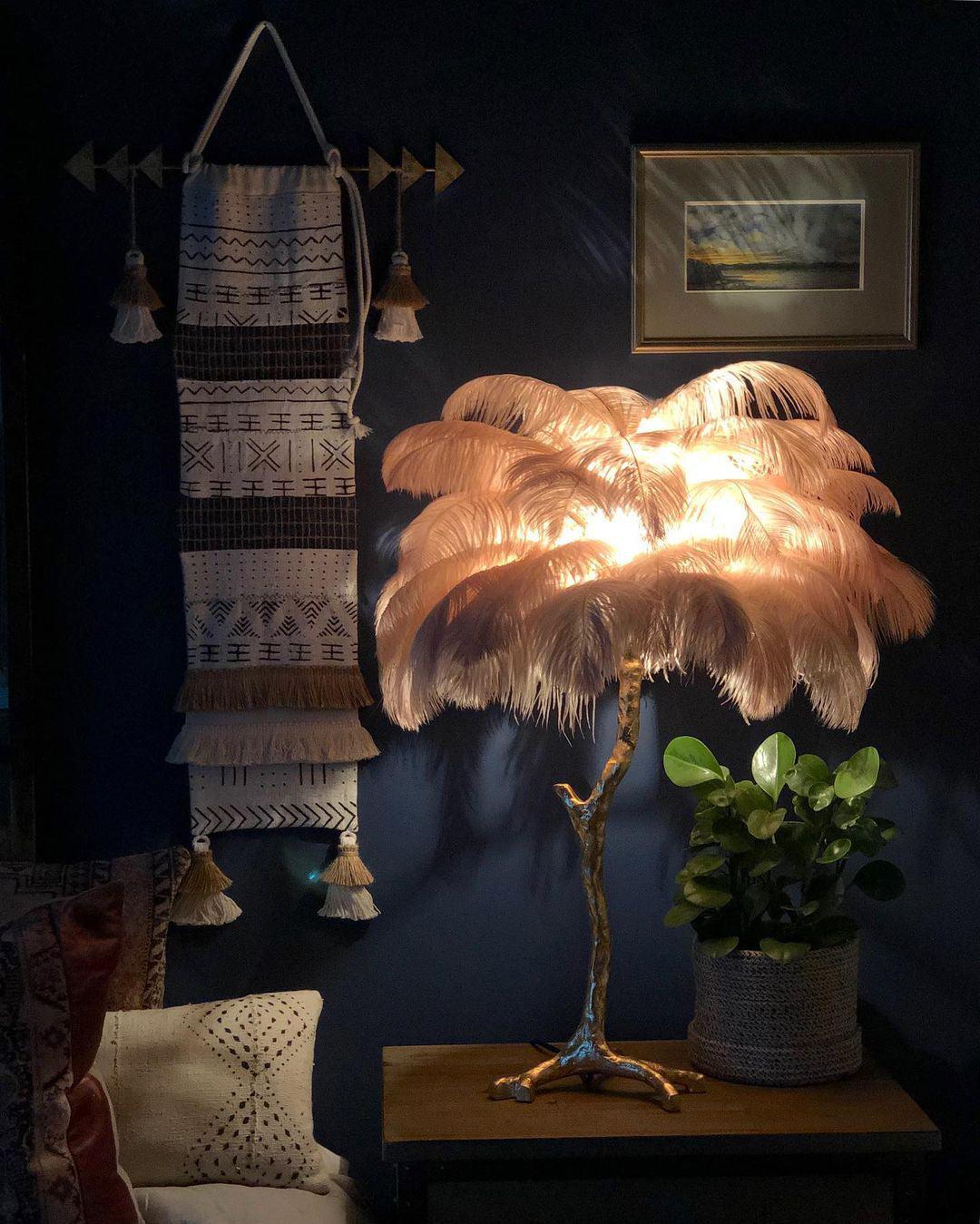 Ostrich Feather Table Lamp