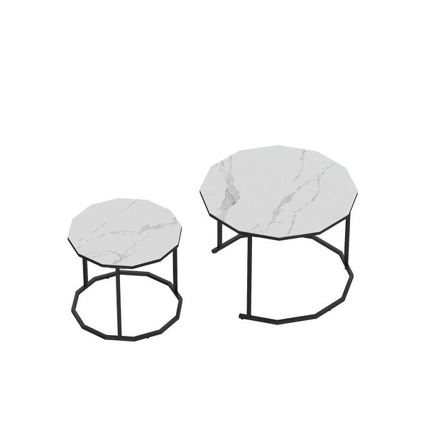 Nesting Coffee Tables Set of 2 for Living Room， Modern Accen