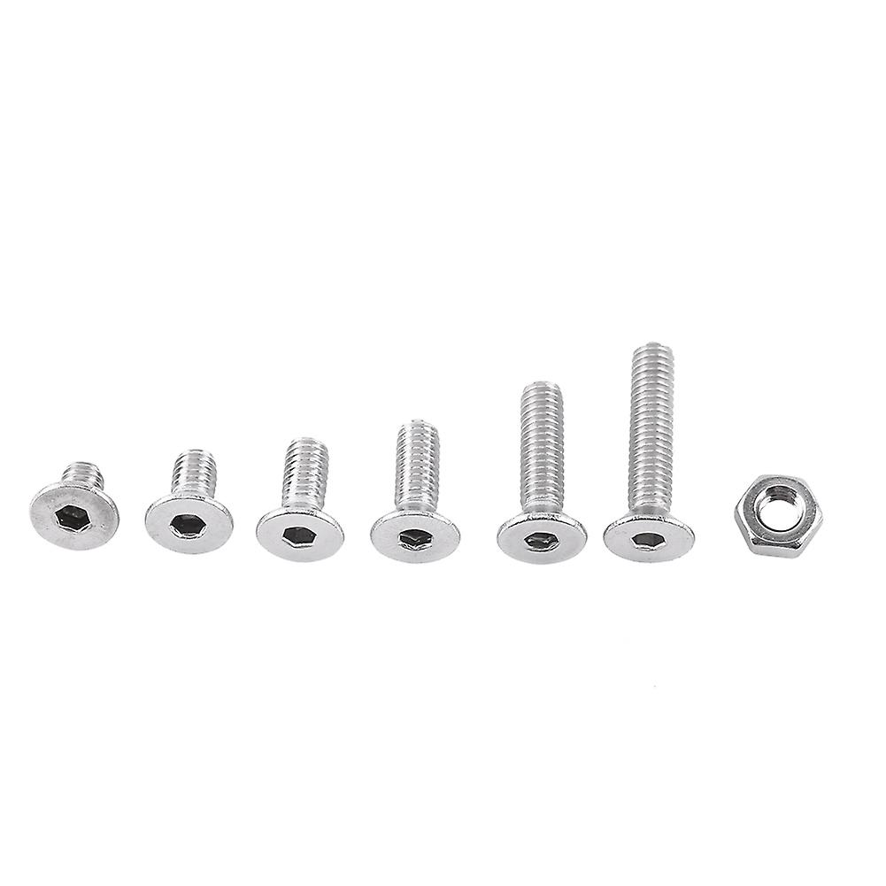 M4 A2 Stainless Steel Hex Socket Screws Bolt With Hex Nuts Assortted Set(flat Head)